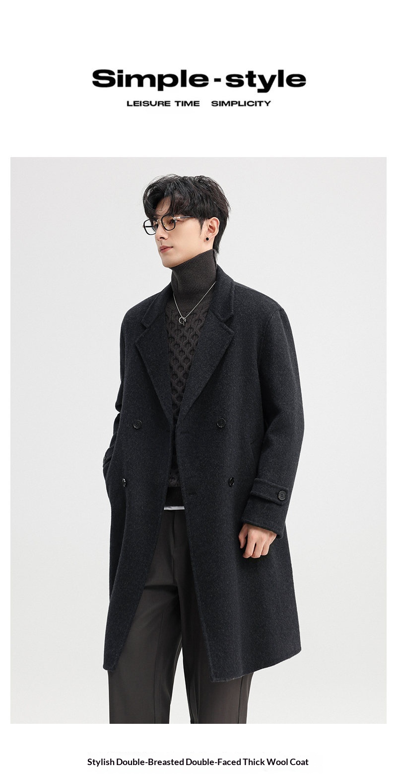 Boy Herren-Wollmantel Herbst/Winter 2025, doppelseitig, mittellang, mit Kragen, zweireihig, aus Wolle_voghion.com
