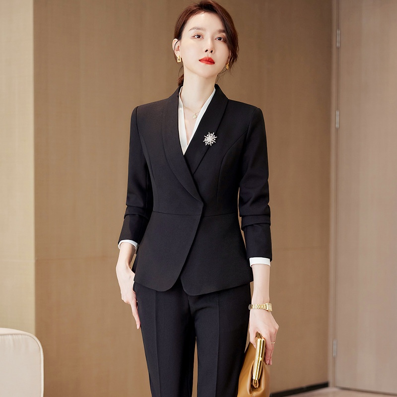 Ensemble tailleur manches longues haut de gamme ChicShe pour femme, tenue professionnelle élégante style déesse, réception de bijouterie_voghion.com