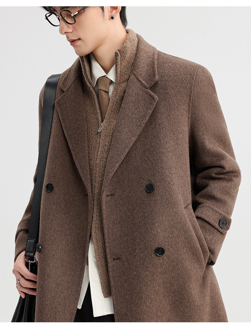 Boy Herren-Wollmantel Herbst/Winter 2025, doppelseitig, mittellang, mit Kragen, zweireihig, aus Wolle_voghion.com