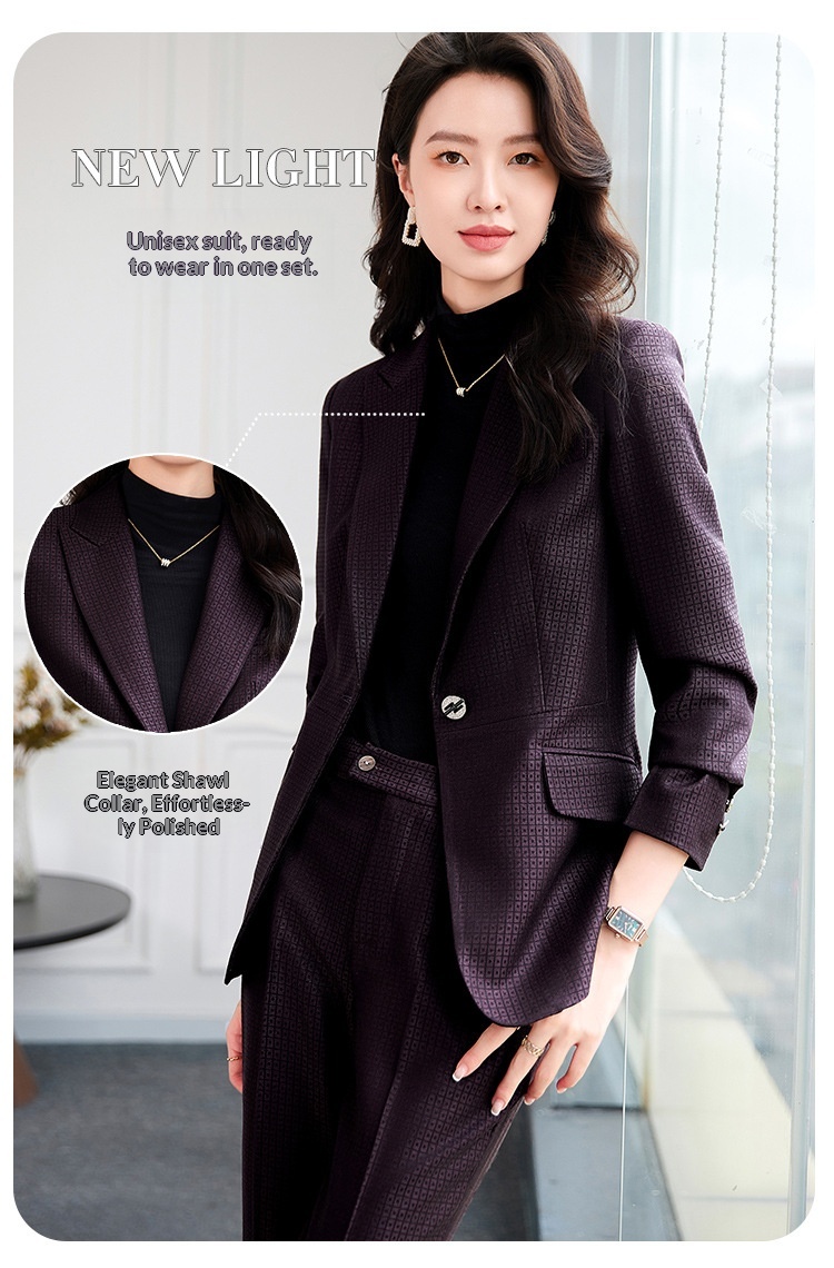 ChicShe Plaid Single Button Elegant Professional Suit Women's Formal Outfit Pants Long Sleeve Workplace Winter Temperament 2529_voghion.com