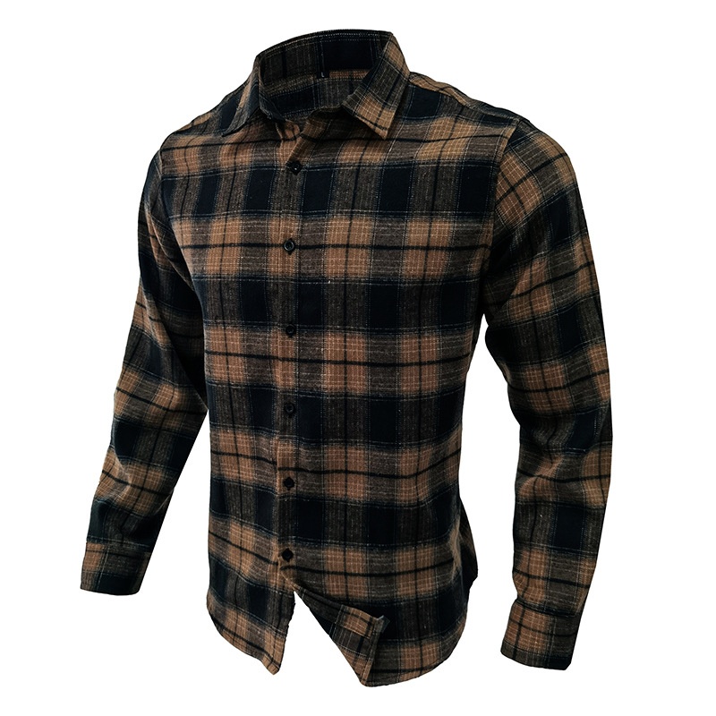 ForMen 2022 Cross-Border Loose Flannel Autumn Winter European And American Long Sleeve Plaid Casual Shirt Men's Style_voghion.com