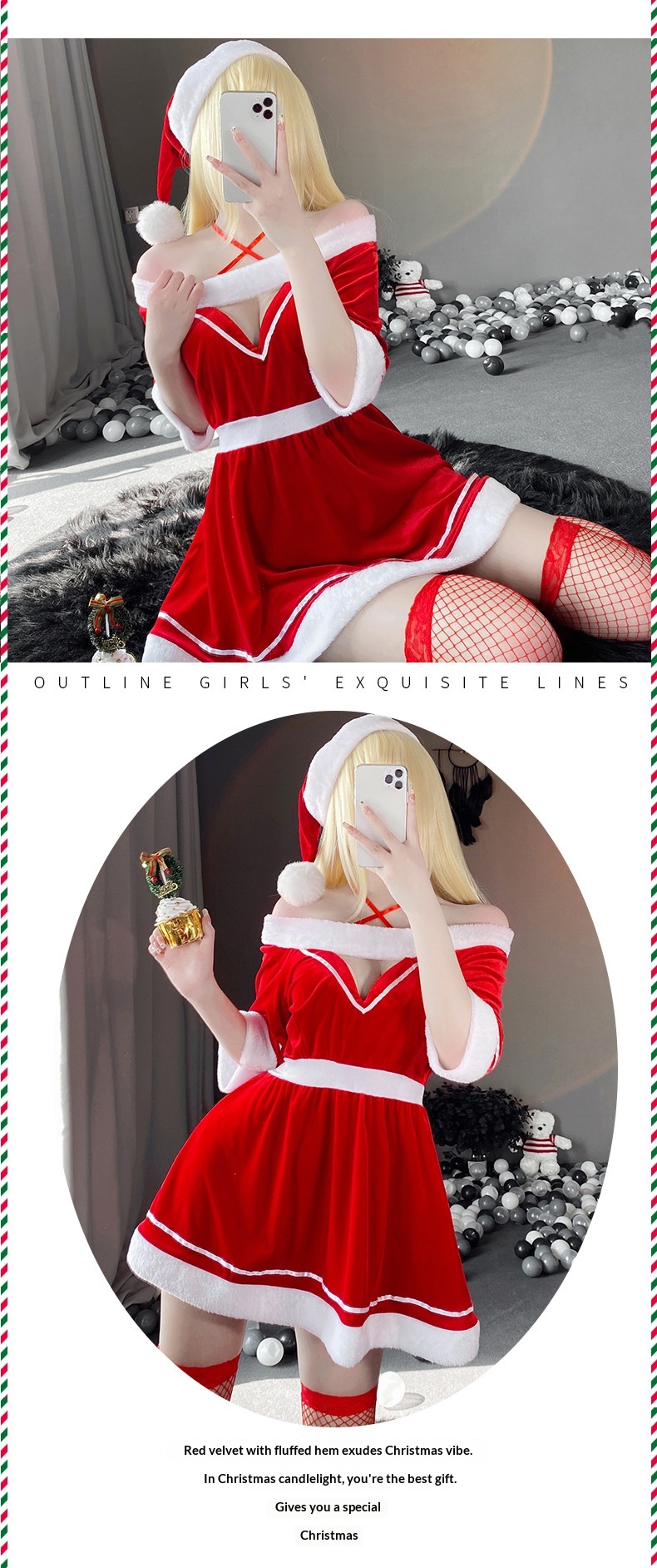 Eros Lab Lin Linting Dessous-Set für Damen – Verführerische Weihnachts- und Festtagsdessous – Flirt- und Bett-Set 2493_voghion.com