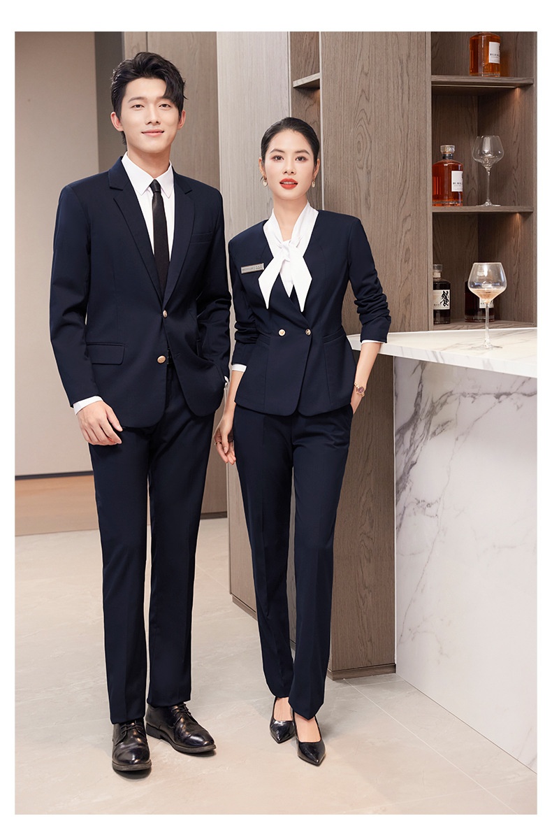 ChicShe Gray Professional Suit Set Unisex Hotel Front Desk Reception Manager Property Work Uniform_voghion.com