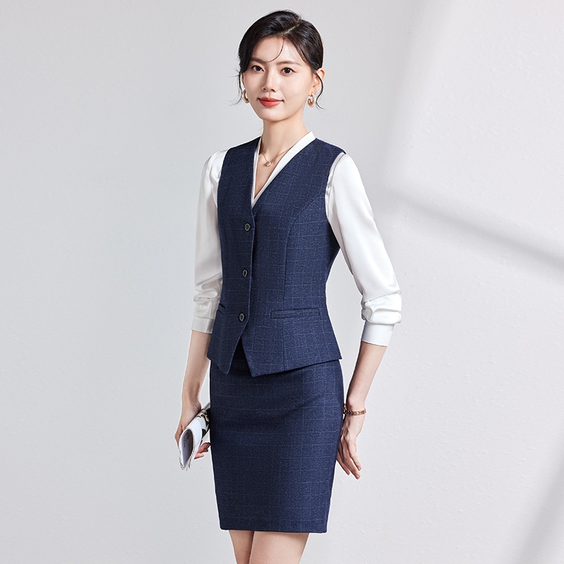 ChicShe High-End-Anzug für Damen, modisch im koreanischen Stil, Hotel- und Businesskleidung, neue Herbst-/Winterkollektion, formelle Kleidung, elegante Businesskleidung, karierter Blazer_voghion.com
