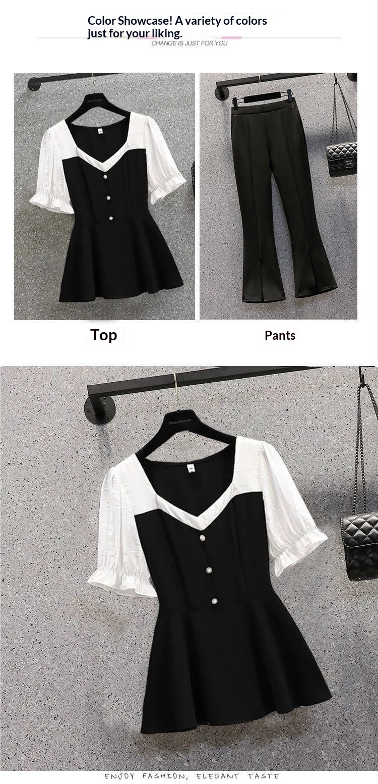 ChicShe Plus Size Set Slimming Covering Summer New Arrival Fat Person Outfit Women's Two-Piece Fashion Trend_voghion.com