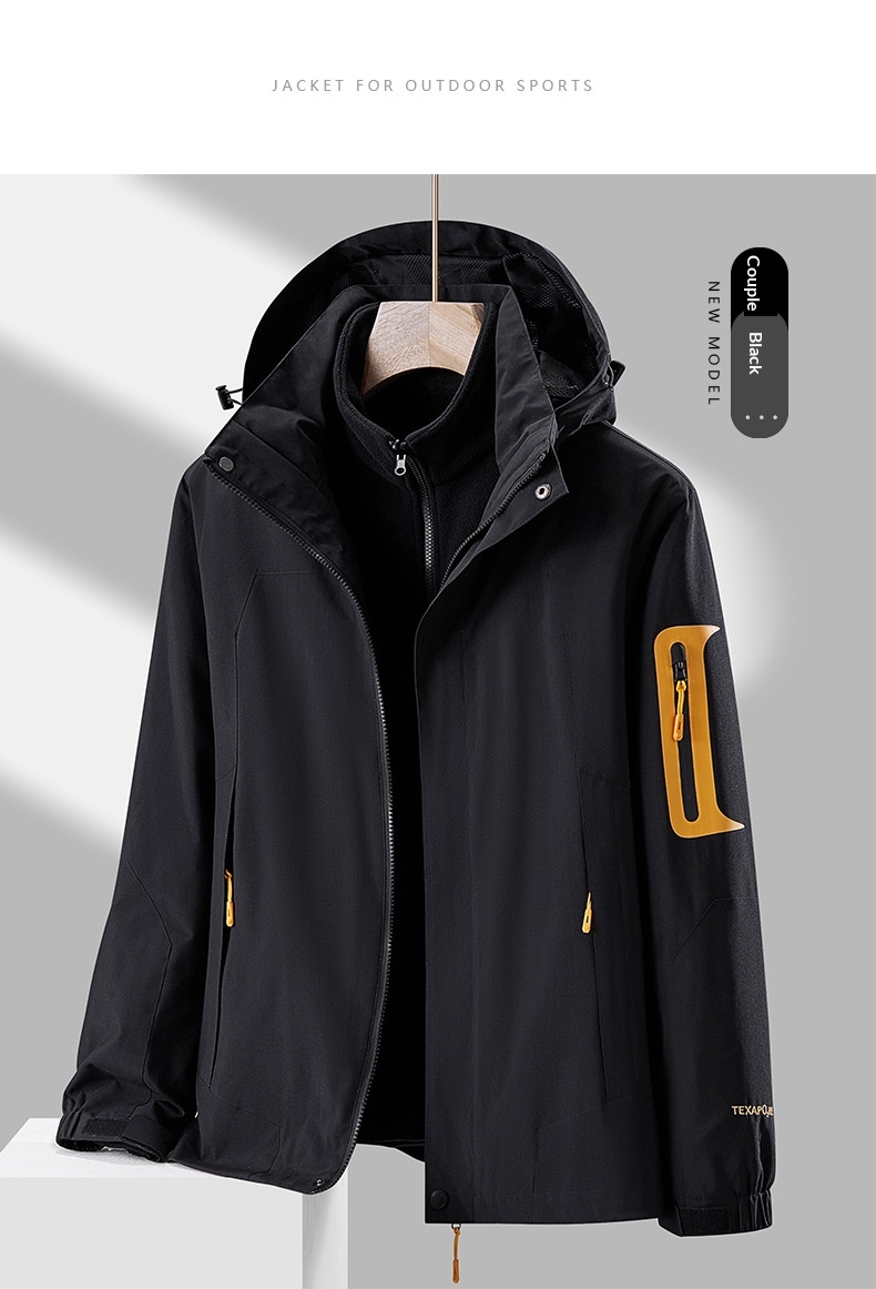 boy Boy Robo Outdoor 3-in-1 For Men And Women, Couple's Large Size Hiking Suit With Fleece, Warm Three-Piece Set Jacket_voghion.com