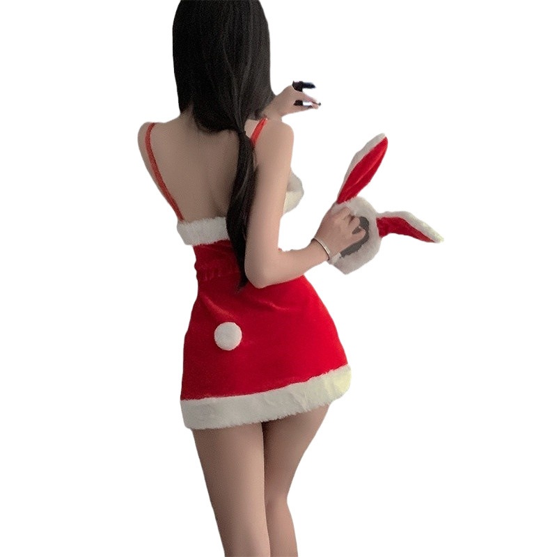 Eros Lab Sexy Lingerie Capodanno Camicia da Battaglia Rossa Cinghie Vestito Coniglietta Set da Gioco di Ruolo 6109 Edizione Limitata di Natale_voghion.com