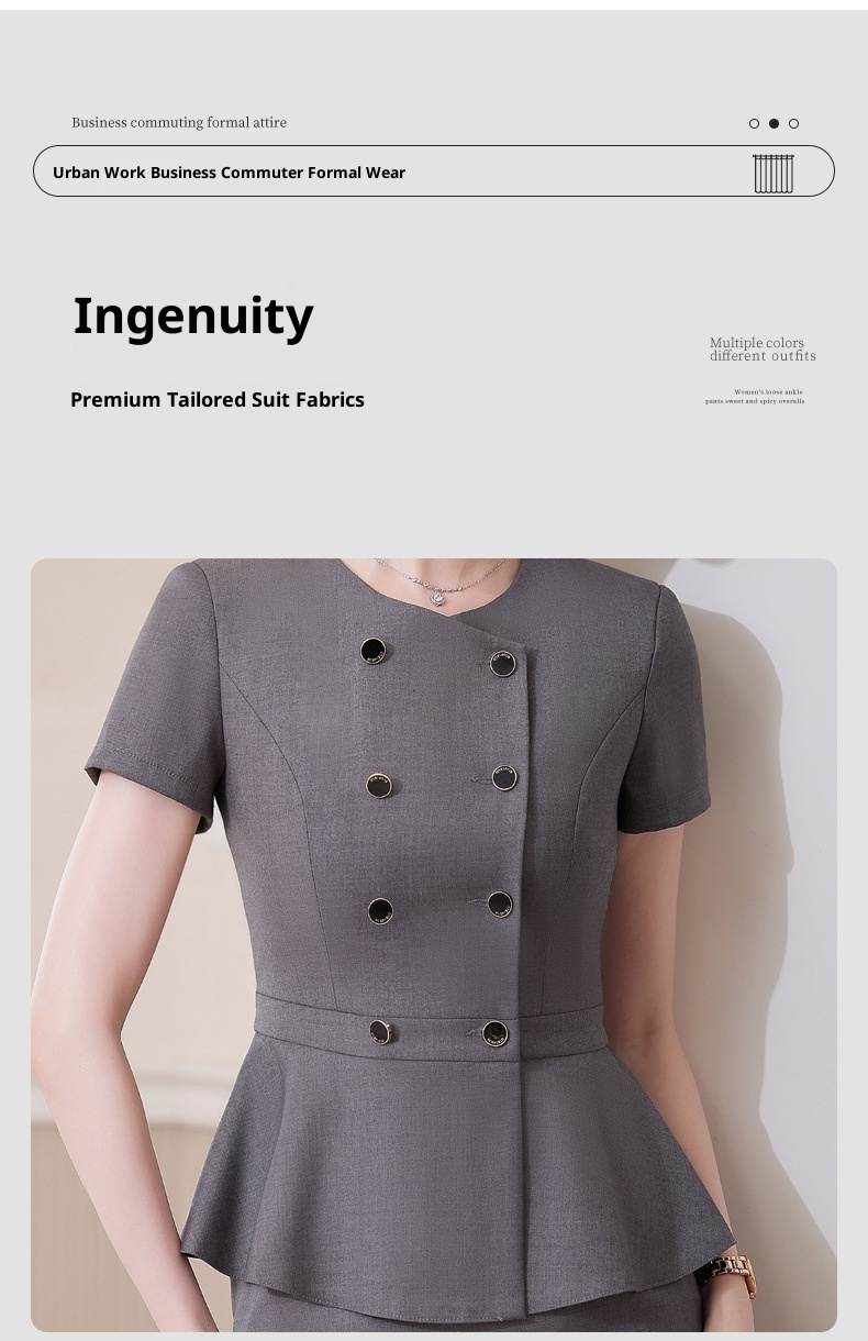 ChicShe Short Sleeve Blazer Jacket Top Women Pants Skirt Summer 2025 New Two-Piece Set Workwear_voghion.com