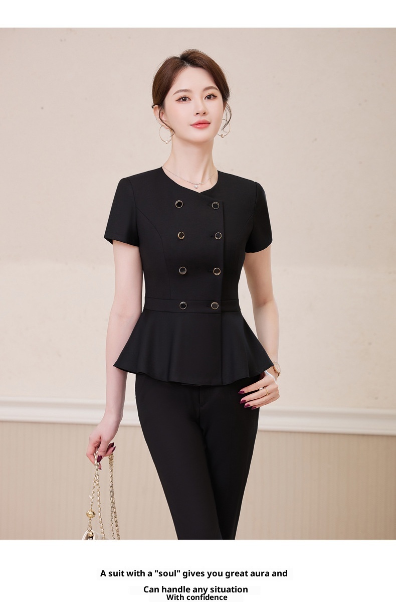 ChicShe Short Sleeve Blazer Jacket Top Women Pants Skirt Summer 2025 New Two-Piece Set Workwear_voghion.com
