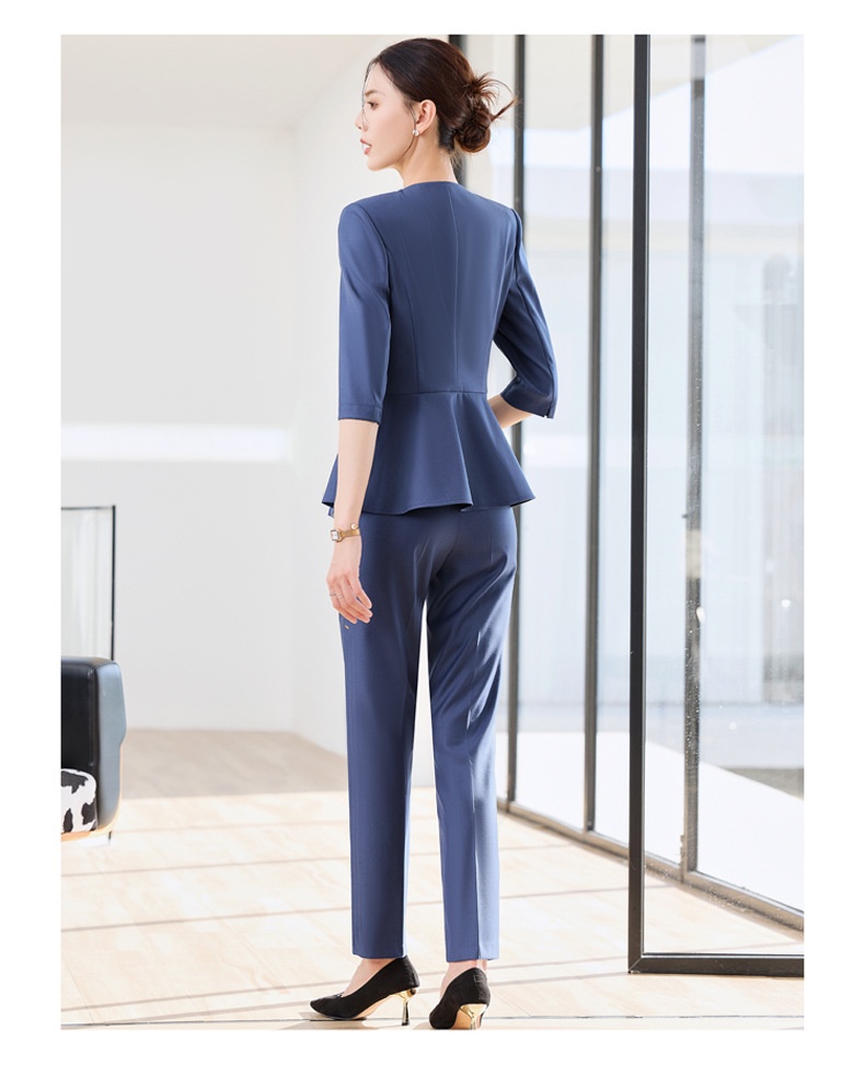 ChicShe 2025 Spring Summer Waist-Cinching Blue High-End Fashion Mid-Sleeve Top Women's Pants Skirt Beauty Salon Professional_voghion.com
