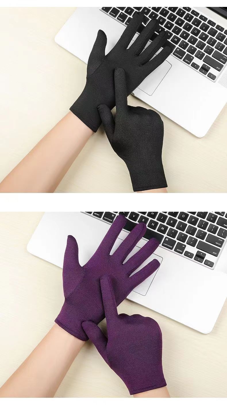 boy Boy Thin Velvet Warm Autumn Thick Cold-proof Solid Color Black White Men Driving Square Dance Etiquette Gloves Thickened_voghion.com