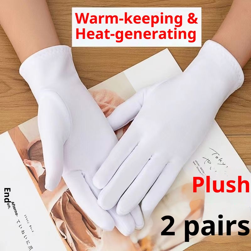 boy Boy Thin Velvet Warm Autumn Thick Cold-proof Solid Color Black White Men Driving Square Dance Etiquette Gloves Thickened_voghion.com