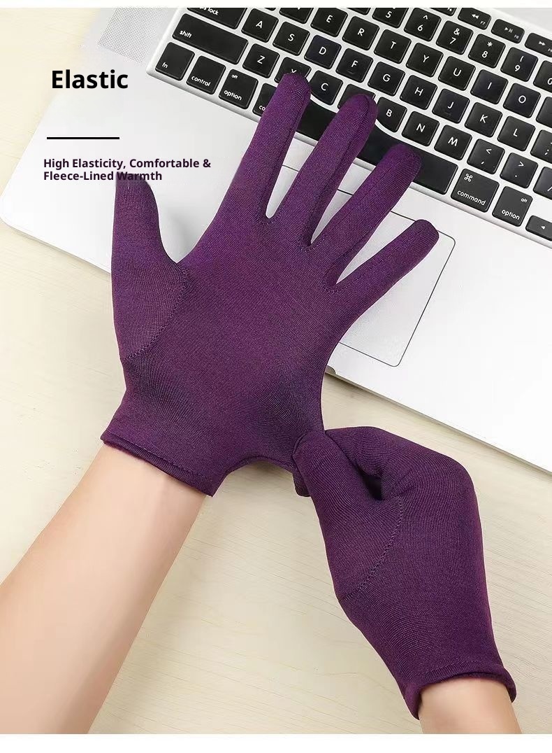 boy Boy Thin Velvet Warm Autumn Thick Cold-proof Solid Color Black White Men Driving Square Dance Etiquette Gloves Thickened_voghion.com