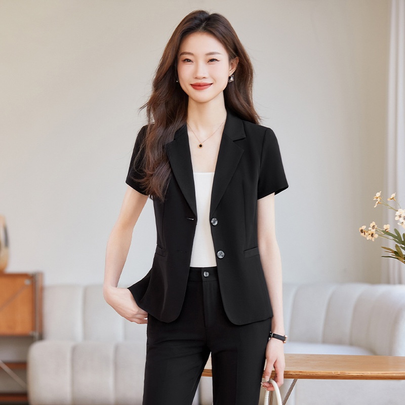 ChicShe Fashion Trendy Elegant Slim Fit Jewelry Beautician Front Desk Workwear 2025 Summer Short Sleeve Formal Suit_voghion.com