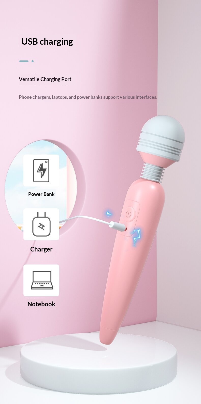 Eros Lab Lai Le Sweetheart Stick USB-wiederaufladbarer Vibrationsmassager mit variabler Frequenz für Frauen, Masturbationsgerät für Erwachsene_voghion.com