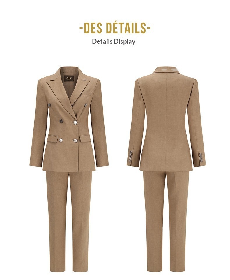 ChicShe Spring And Autumn Khaki Double-Breasted British Style Professional Women's Long Sleeve Suit, Elegant Female Executive_voghion.com