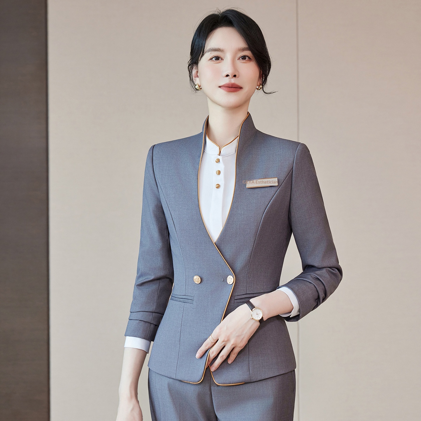 ChicShe 2025 Autumn Winter New Elegant Professional Suit Set For Women Flight Attendant Uniform Hotel Front Desk Reception Work_voghion.com