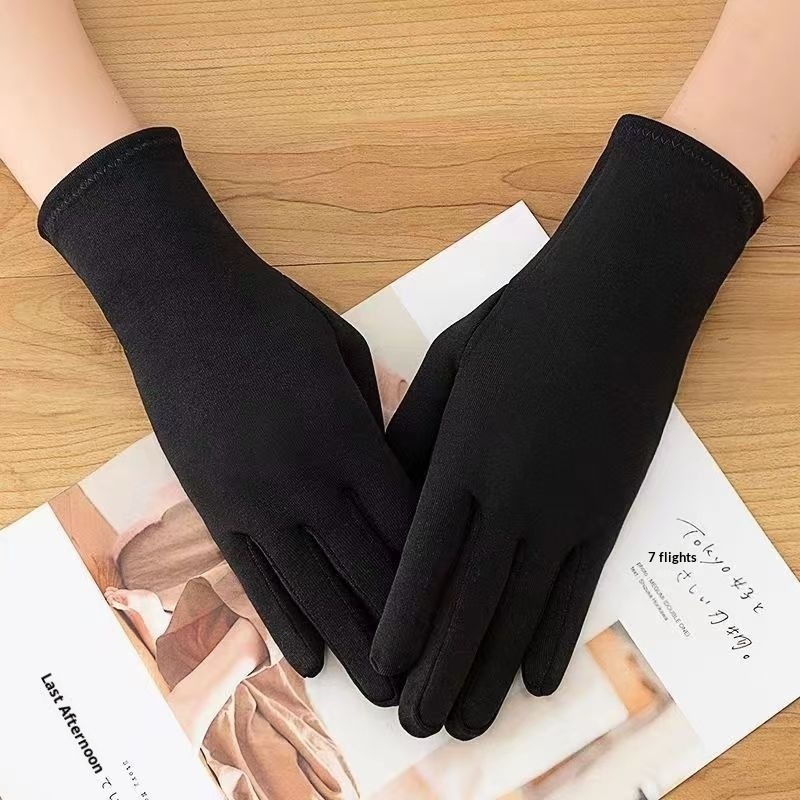 boy Boy Thin Velvet Warm Autumn Thick Cold-proof Solid Color Black White Men Driving Square Dance Etiquette Gloves Thickened_voghion.com