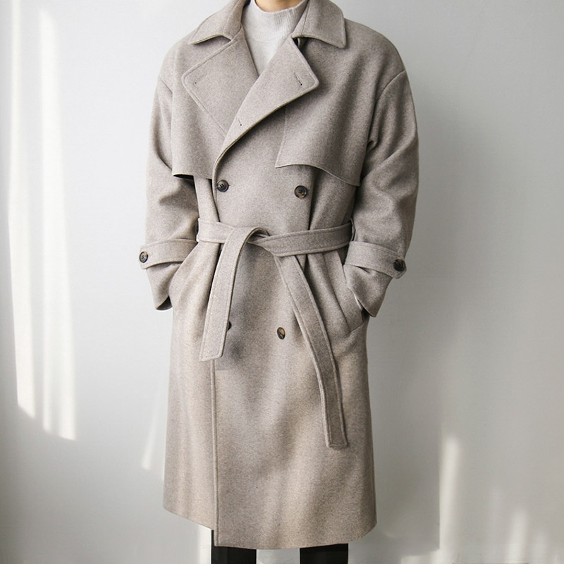 boy Boy MYQ Wool For Men Winter Mid-Length Thickened Woolen Jacket Korean Style Trendy High-End Loose Trench Coat_voghion.com