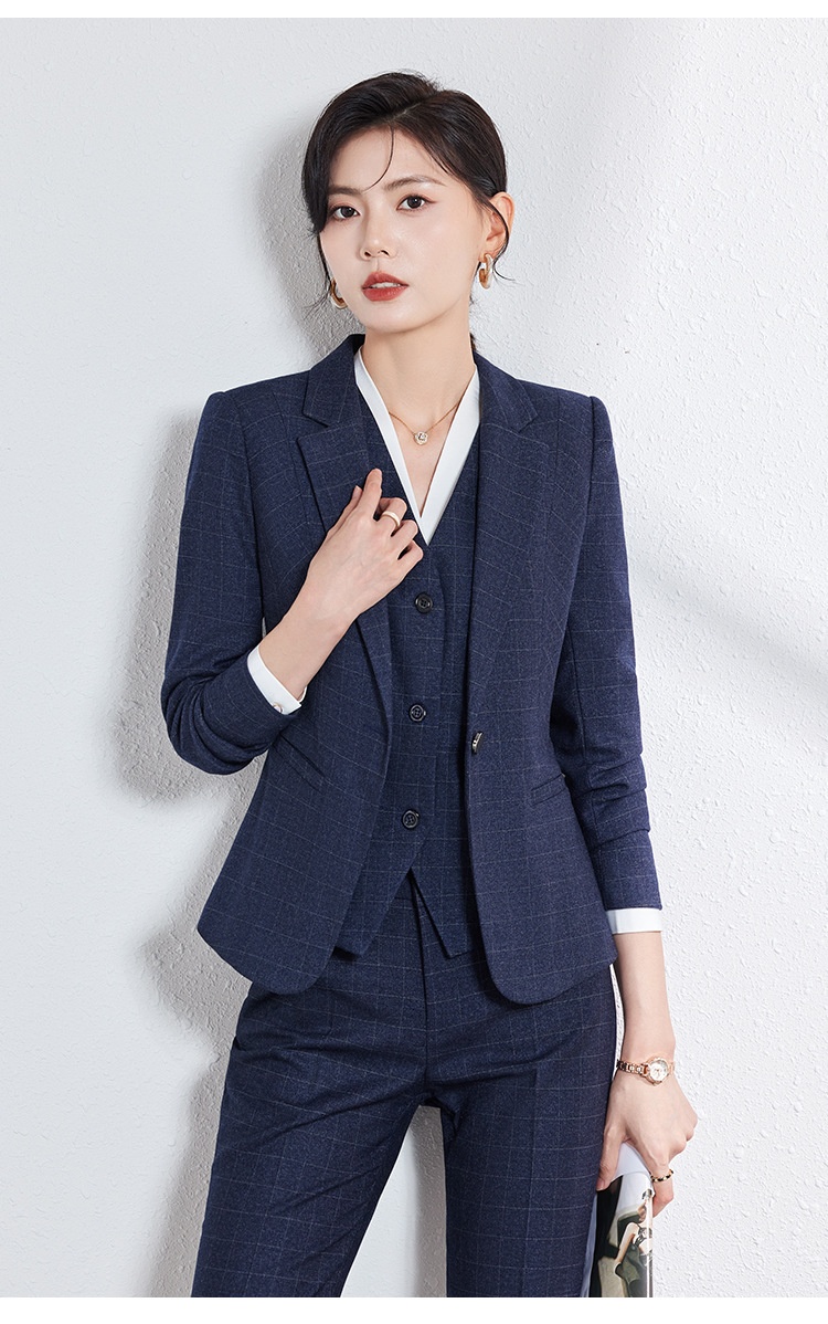 ChicShe High-End-Anzug für Damen, modisch im koreanischen Stil, Hotel- und Businesskleidung, neue Herbst-/Winterkollektion, formelle Kleidung, elegante Businesskleidung, karierter Blazer_voghion.com