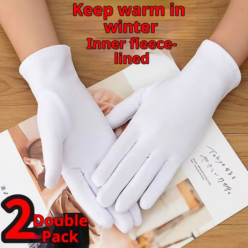 boy Boy Thin Velvet Warm Autumn Thick Cold-proof Solid Color Black White Men Driving Square Dance Etiquette Gloves Thickened_voghion.com