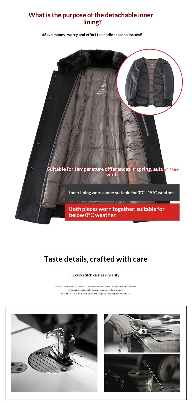 boy Boy Men's Wool Coa For Auumn And Winer, Business Casual, Middle-aged Dad, Wrinkle-Free, Warm, Down, Mink Fur Collar_voghion.com