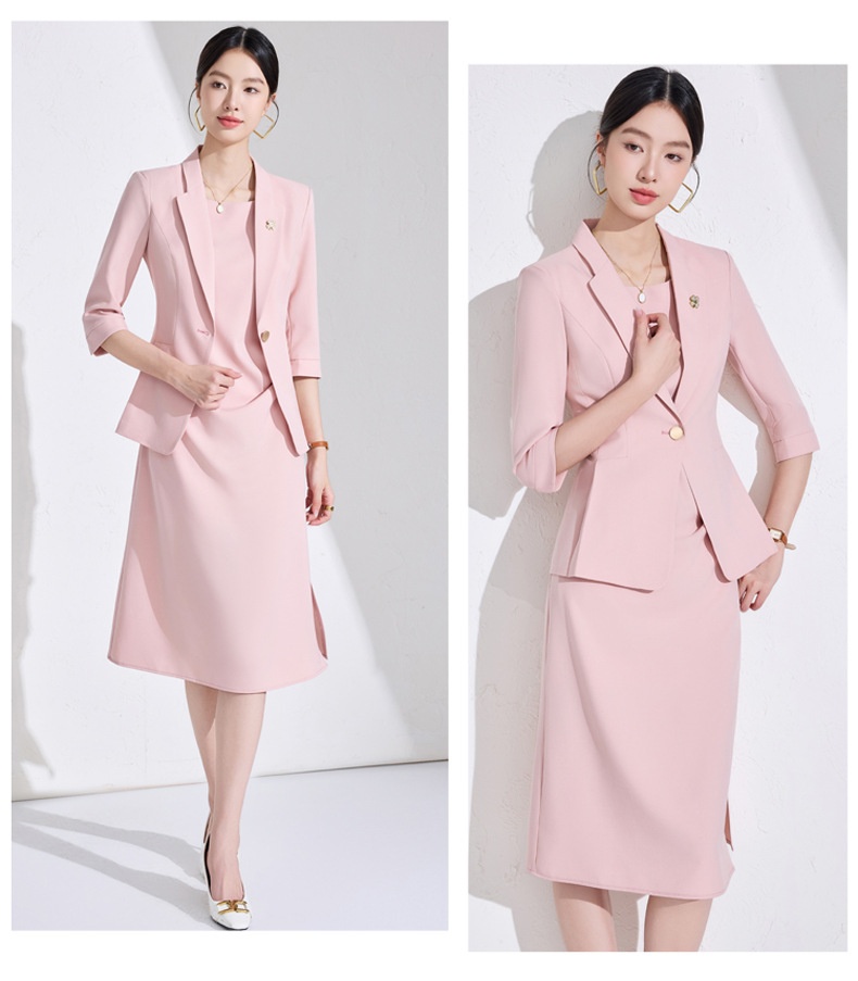 ChicShe Pinkfarbenes Blazer- und Hosenkleid-Set für Damen mit Dreiviertelärmeln – Professionelles, elegantes und trendiges Zweiteiler-Set der Extraklasse_voghion.com