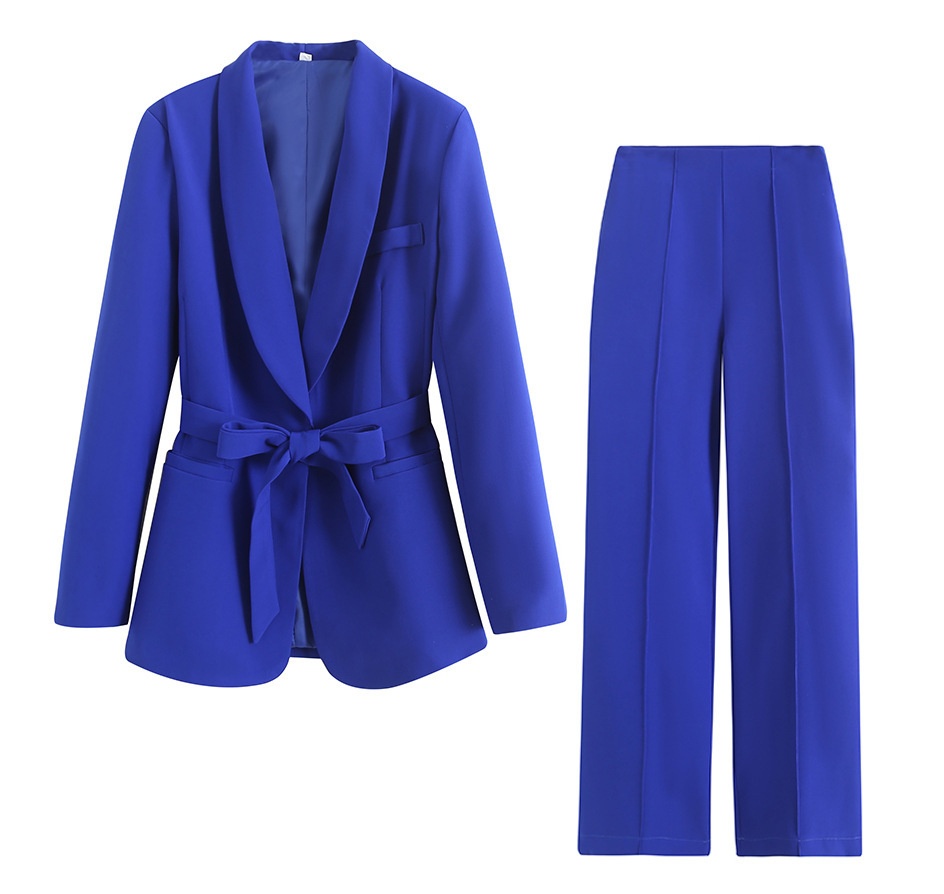 ChicShe Cross-Border European American Spring And Autumn Women's New Style Dress With Belt Small Suit Jacket + Casual Pants Set_voghion.com