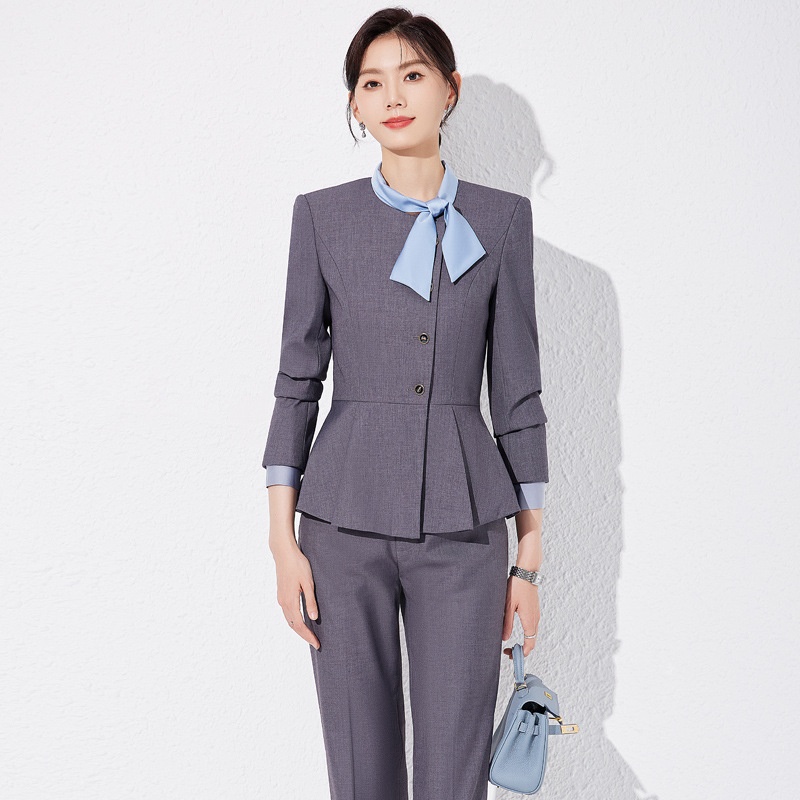 ChicShe 2025 Spring Autumn New Long Sleeve Professional Suit Set Women With Elegant Bow Tie For Hotel Front Desk And Beauty_voghion.com