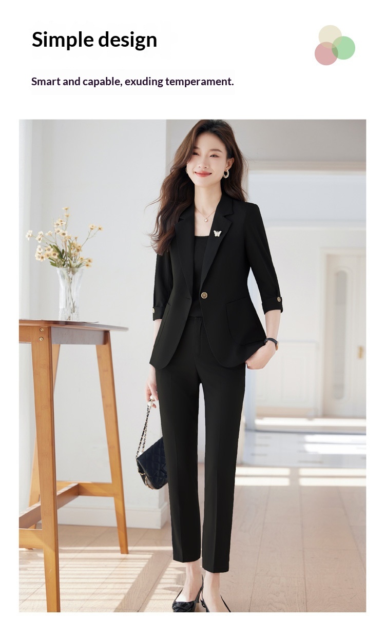 ChicShe 2024 Spring Summer New Professional Wear Women's High-end Mid-sleeve Suit Set Elegant Jewelry Hotel Beautician Uniform_voghion.com
