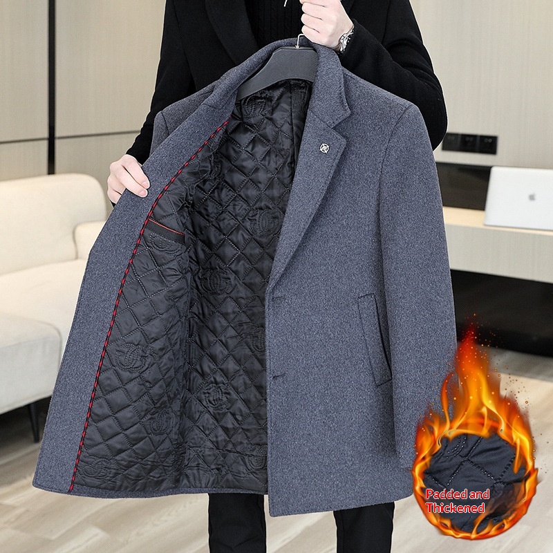 boy Boy Klonti - Autumn Winter Mid-Length Men's Wool With Turn-Down Collar Trench Coat D6609-p135_voghion.com