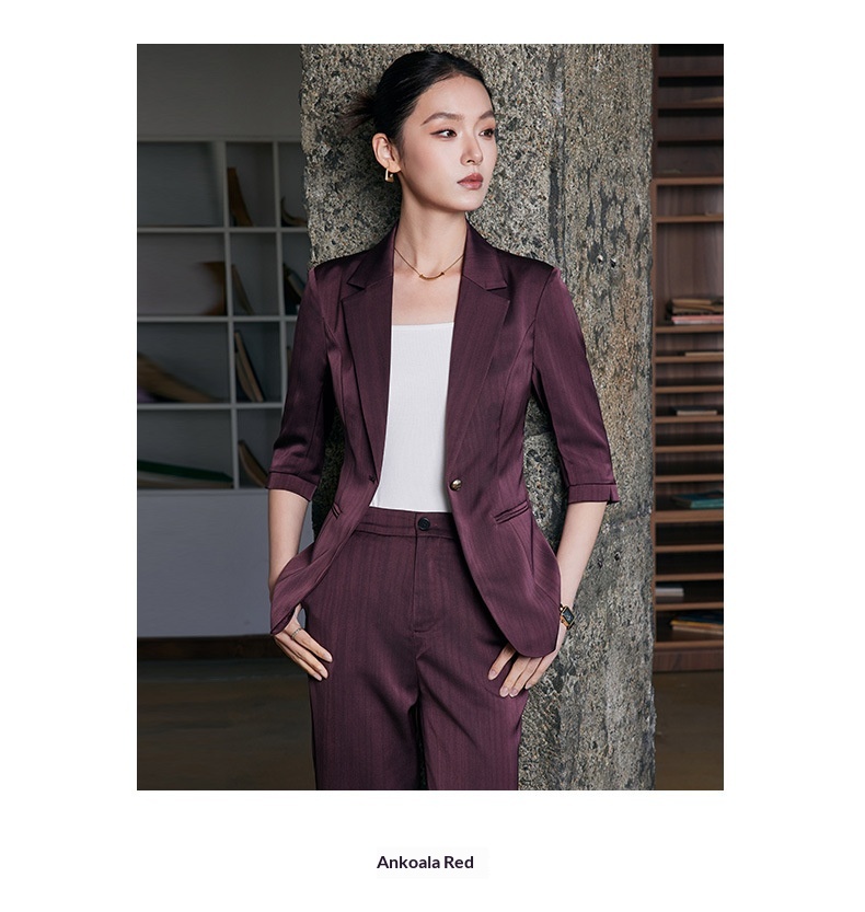 Blazer in raso acetato di alta qualità, manica a tre quarti, a righe, per donna, primavera ed estate, nuovo e professionale, ChicShe_voghion.com