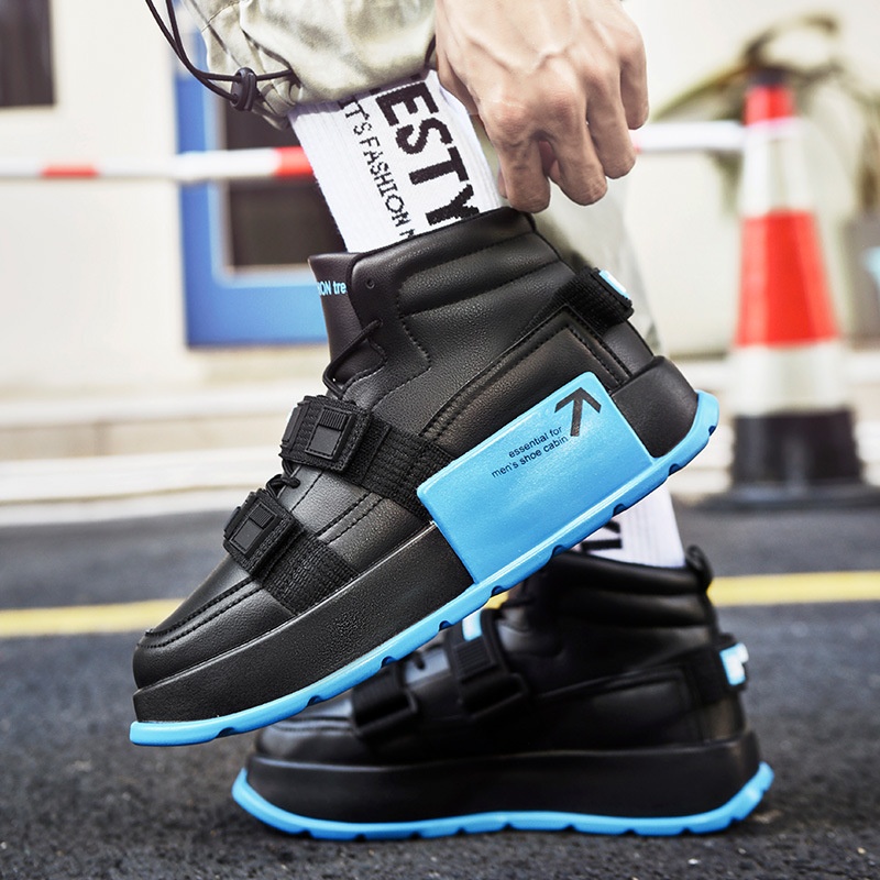 Glide Glide European Station High-Top Thick-Soled Martin Autumn Ins Casual Sneakers Motorcycle Boots Trendy Cycling Men's Shoes_voghion.com