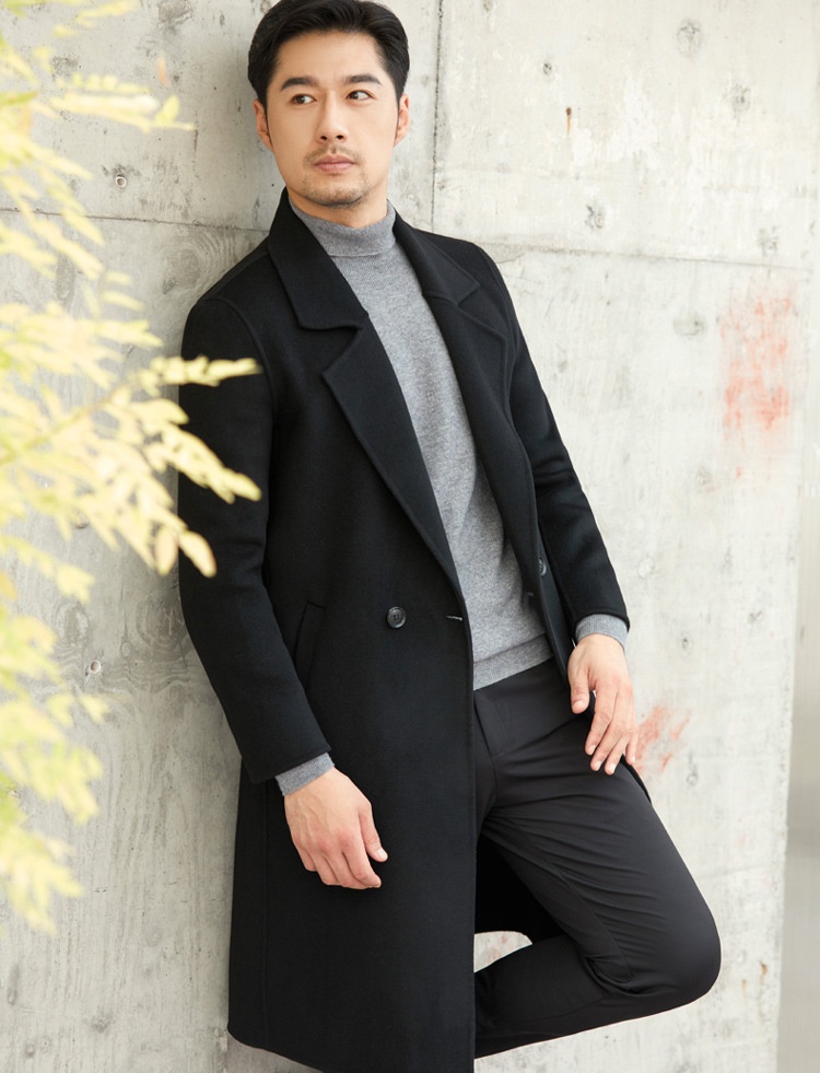 boy Boy Boy Autumn Winter New Double-Sided Cashmere Men's Mid-Length Pure Wool Trench Coat Trendy Business Versatile Jacket_voghion.com