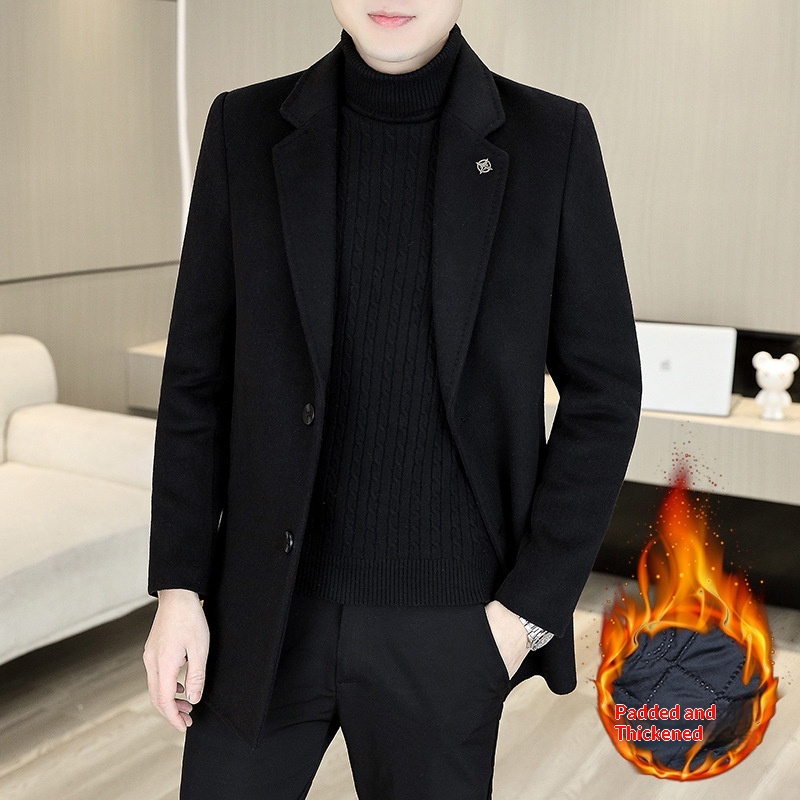 boy Boy Klonti - Autumn Winter Mid-Length Men's Wool With Turn-Down Collar Trench Coat D6609-p135_voghion.com