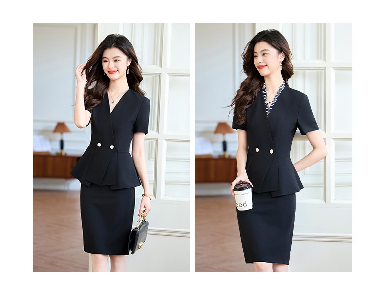 ChicShe Short Sleeve V-Neck Blazer Women's Pants Skirt Professional Casual Summer Two-Piece Set 2025 New Style_voghion.com