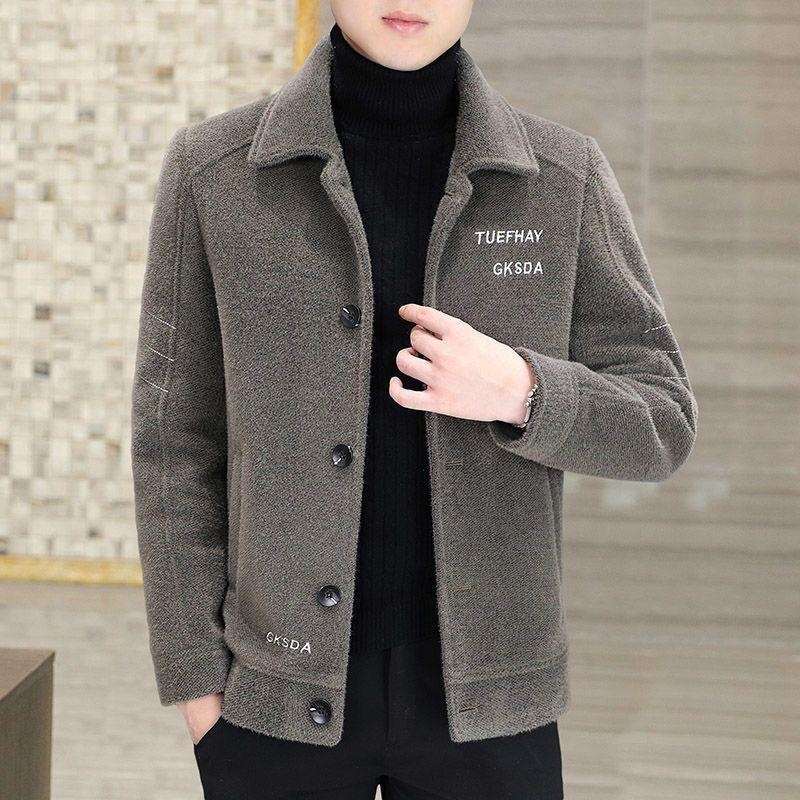 boy Boy 2025 New Men's Short Autumn Winter Woolen Jacket Thickened Casual Trench Coat_voghion.com
