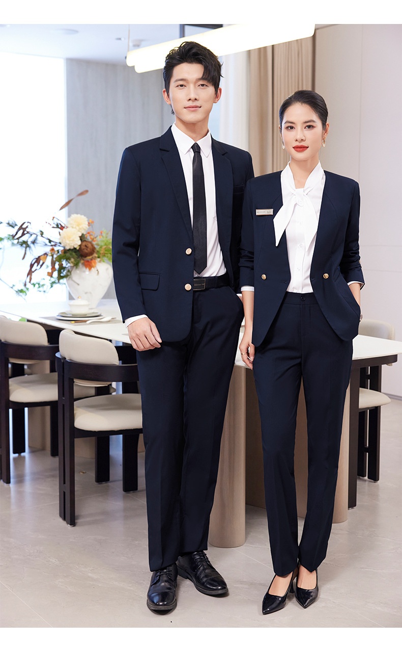 ChicShe Gray Professional Suit Set Unisex Hotel Front Desk Reception Manager Property Work Uniform_voghion.com