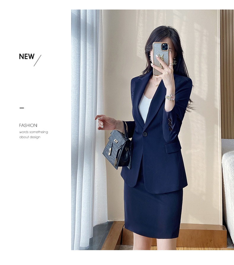 ChicShe 2024 Spring And Autumn New Beige Long Sleeve Professional Small Blazer Jacket Women's Pants Skirt Two-Piece Set_voghion.com