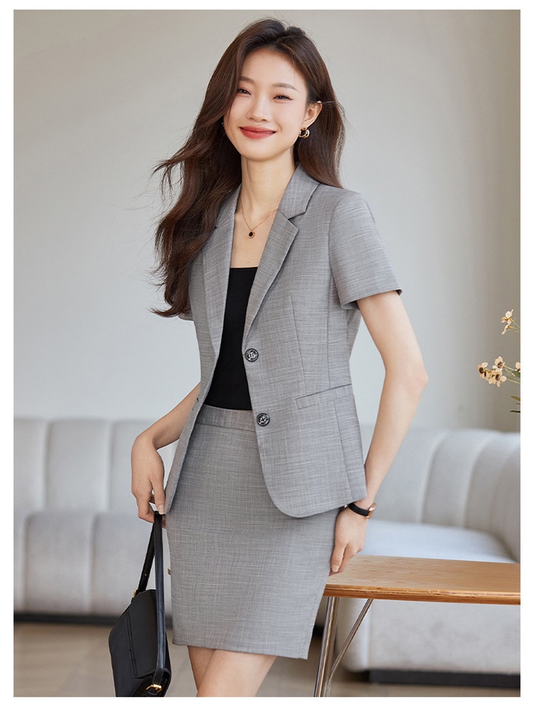 ChicShe Fashion Trendy Elegant Slim Fit Jewelry Beautician Front Desk Workwear 2025 Summer Short Sleeve Formal Suit_voghion.com