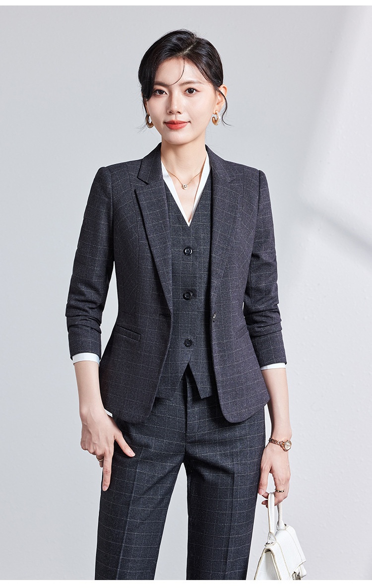 ChicShe High-End-Anzug für Damen, modisch im koreanischen Stil, Hotel- und Businesskleidung, neue Herbst-/Winterkollektion, formelle Kleidung, elegante Businesskleidung, karierter Blazer_voghion.com