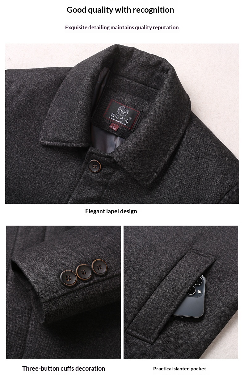 boy Boy Autumn Winter Mid-Length Slim Fit For Middle-Aged Men, Korean Style Men's Wool Trench Coat_voghion.com