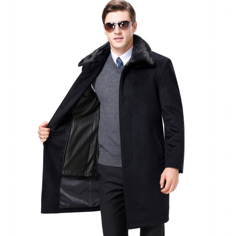 boy Boy Boy Winter Thick In-Stock Trench Business Casual Mid-Length Thickened Wool Coat Men's Large Lapel_voghion.com