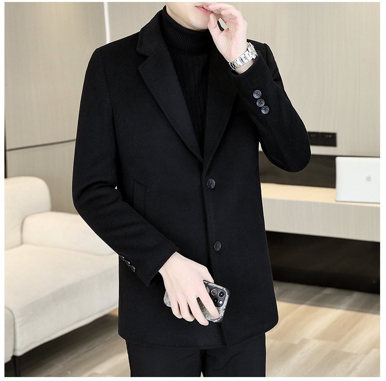 boy Boy Klonti - Autumn Winter Mid-Length Men's Wool With Turn-Down Collar Trench Coat D6609-p135_voghion.com