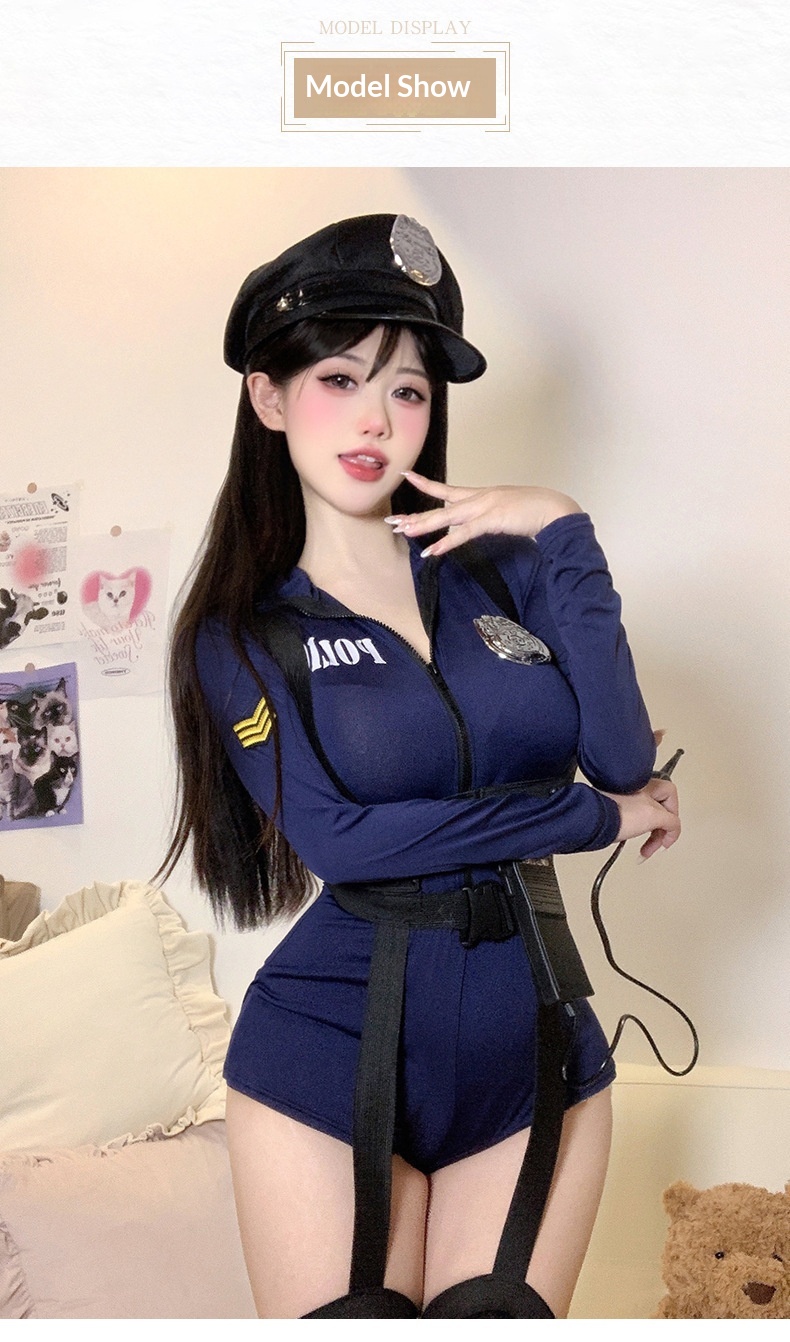 Eros Lab Halloween-Nachtclub-Polizistin-Cosplay-Uniform-Set, sexy Dessous, verführerische Abstinenz, europäischer und amerikanischer Stil_voghion.com