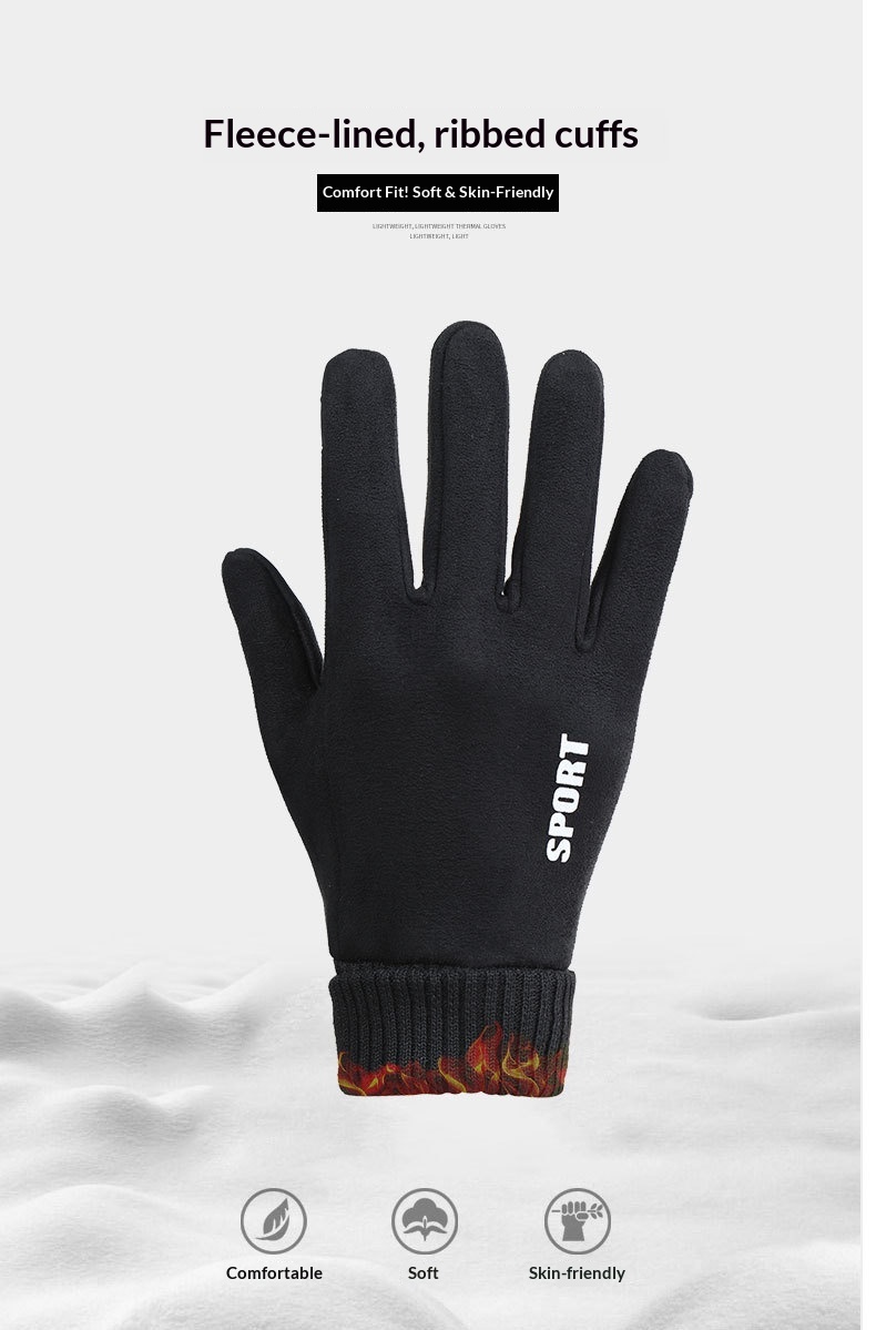 boy Boy Boy N034 Thermal Winter Outdoor Touchscreen Cycling Hand Protection Men's Suede Windproof Cold-Proof Gloves Derong_voghion.com