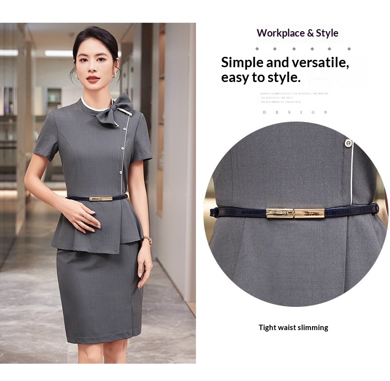 ChicShe 2025 Summer Fashion Women's Short Sleeve Professional Suit Dress High-end Reception Beauty Salon Hotel Front Desk_voghion.com