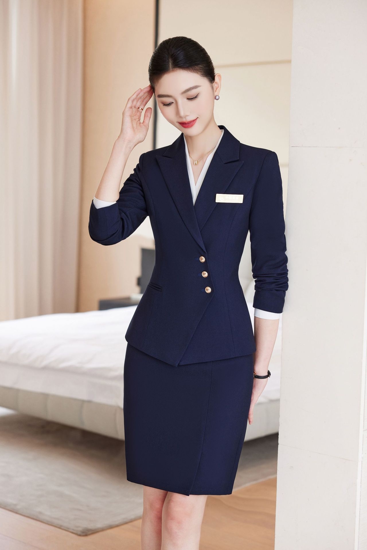 ChicShe Gray Suit Set For Women Hotel Customer Service Manager Workwear Management Commuting Formal Wear Elegant And_voghion.com