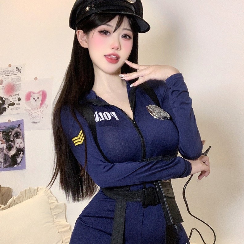 Eros Lab Halloween-Nachtclub-Polizistin-Cosplay-Uniform-Set, sexy Dessous, verführerische Abstinenz, europäischer und amerikanischer Stil_voghion.com