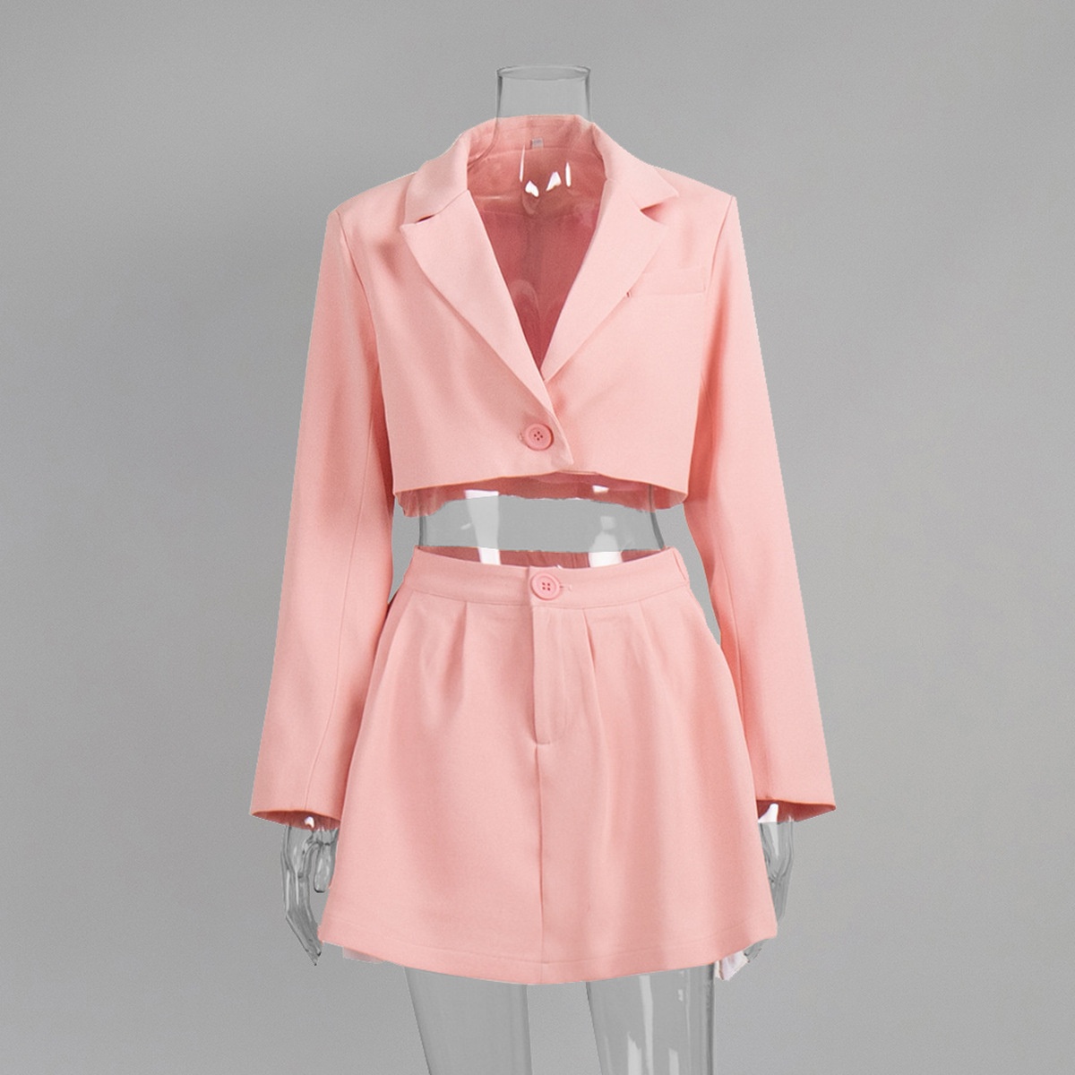 ChicShe Cross-Border Short European And American 2025 Spring Summer Y2K Right Shoulder Lapel Small + Mini Skirt Suit Set_voghion.com